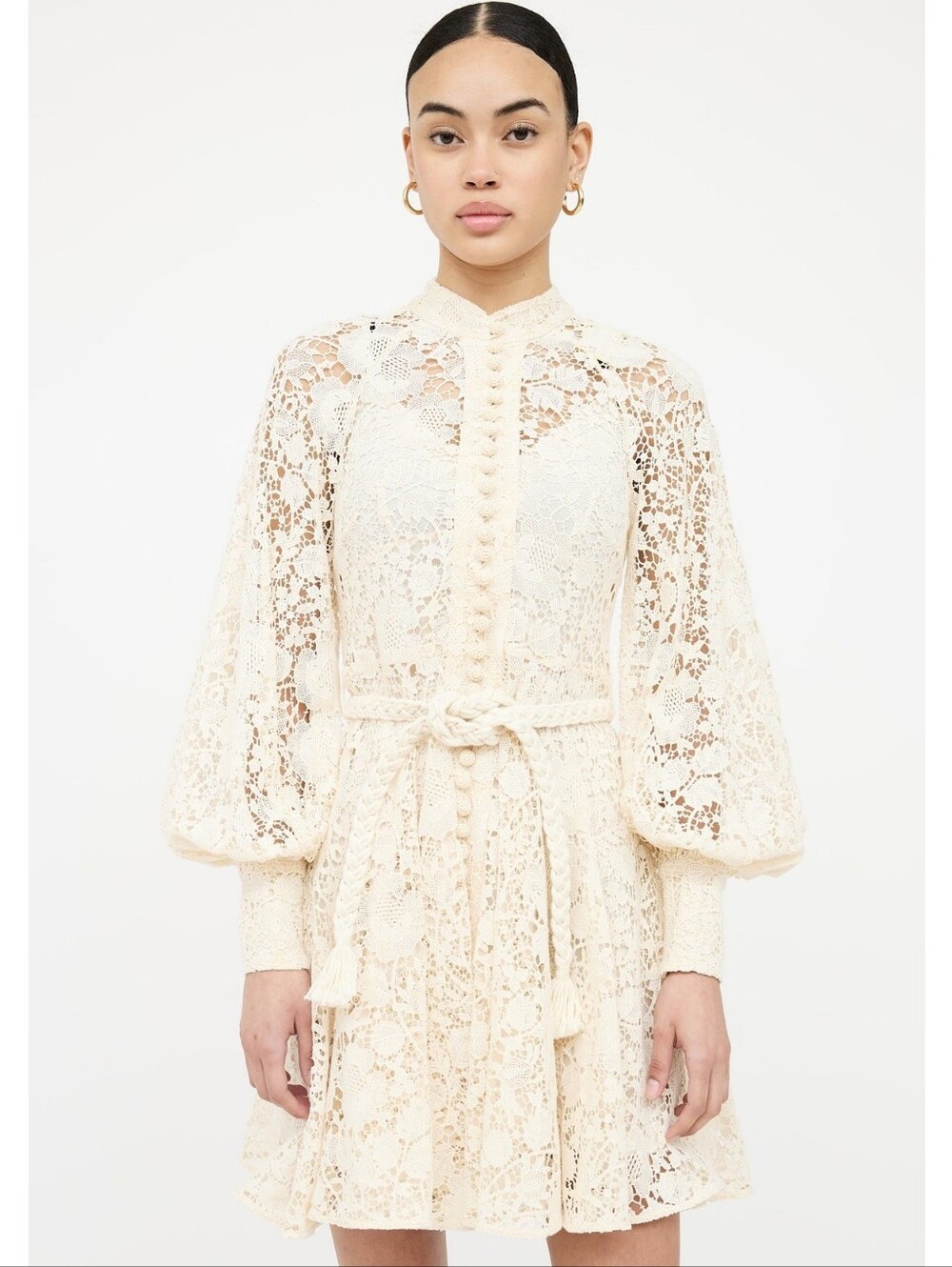 Zimmermann Cassia Boho Lace Balloon Sleeve Mini Dress